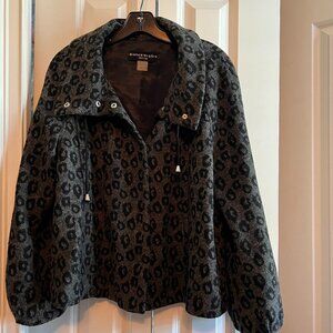 VTG Bianca Nygard Women Button Up Coat in Leopard Print Grey and Black Size 8